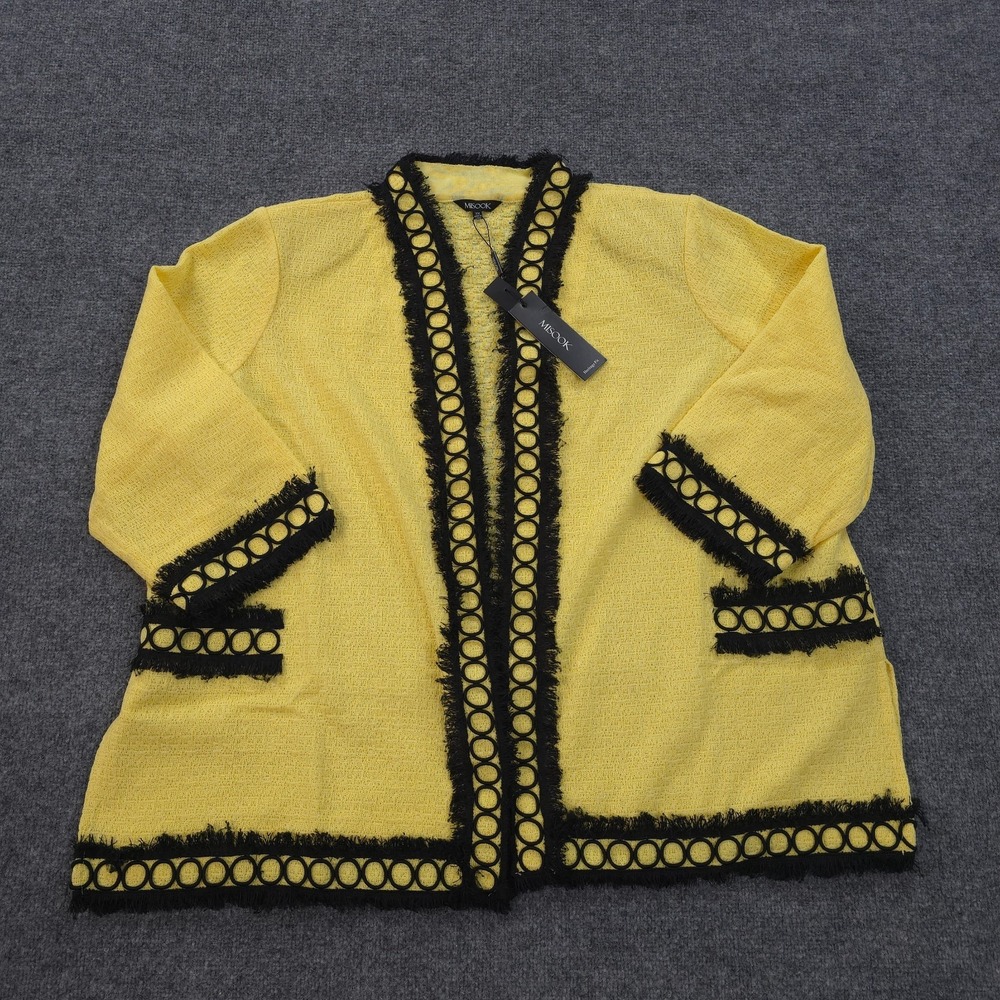 Misook Sweater Womens Plus 3X Yellow Open Cardigan Casual Career‎ Work NEW NWT